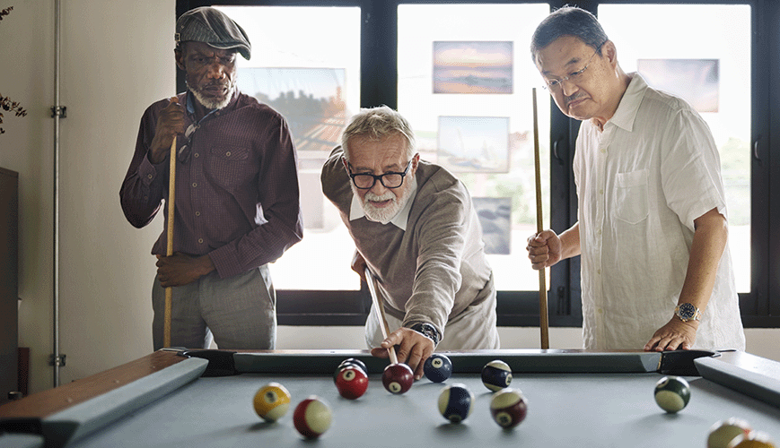 Older Friends Playing Billiard