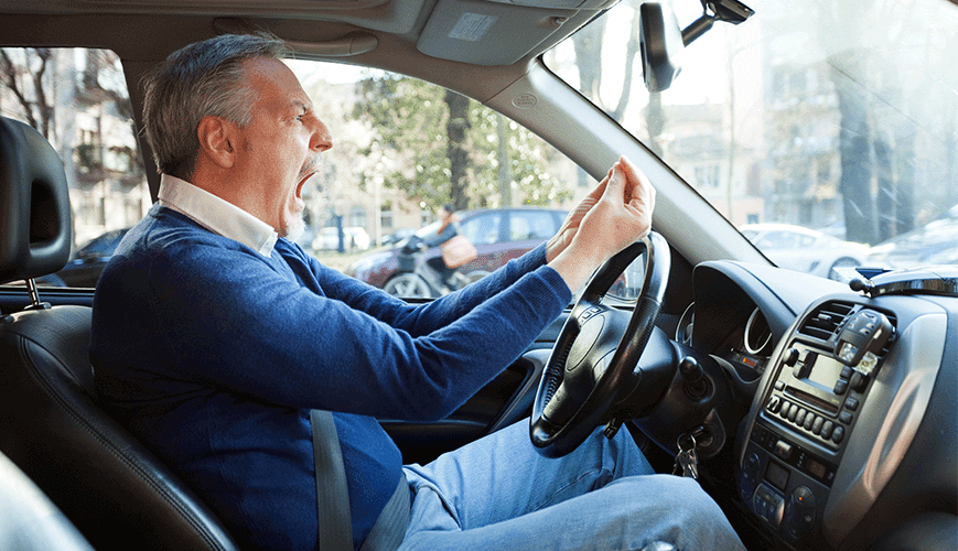 Angry Man Stuck in Traffic