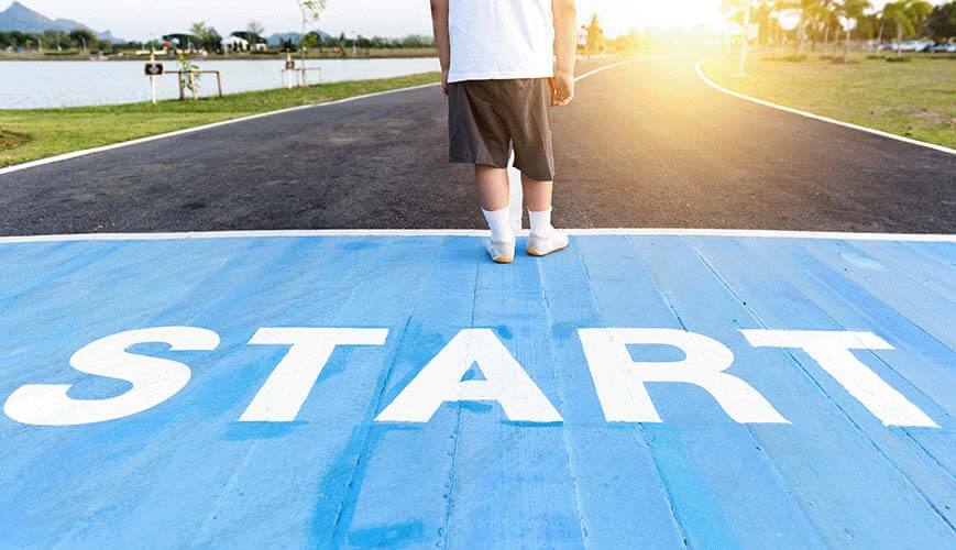 Average Man Standing at Starting Line