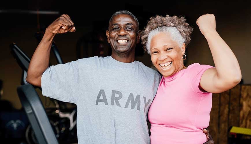 Military Veteran with Wife Flexing